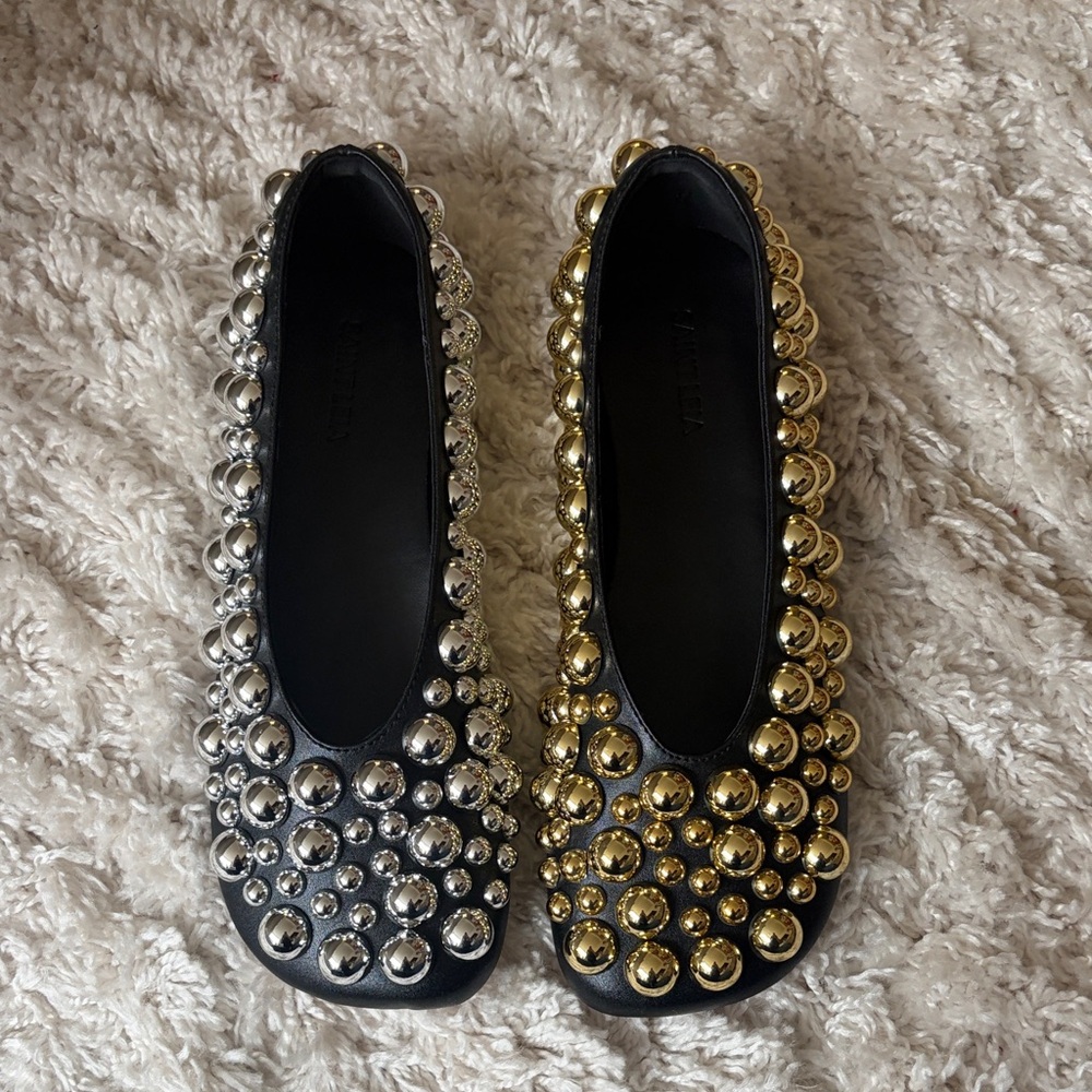 Elegant Silver and Gold Embellished Women's Flats